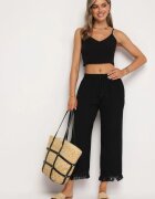 cflo Pantaloni Negri cu picioare largi și talie elastică Ilifea