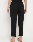 cflo Pantaloni negri cu talie înaltă tip Paper Bag cu elastic în talie Noravia