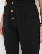 cflo Pantaloni negri cu talie înaltă tip Paper Bag cu elastic în talie Noravia
