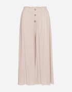 cflo Pantaloni Palazzo bej din viscoză cu elastic în talie decorați cu nasturi cu crac 3/4 Efilis