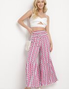 cflo Pantaloni Palazzo Fucsia-Albi din Vâscoză cu Elastic în Talie și Talie Înaltă Tiimabell