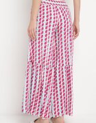 cflo Pantaloni Palazzo Fucsia-Albi din Vâscoză cu Elastic în Talie și Talie Înaltă Tiimabell