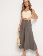 cflo Pantaloni Palazzo Maro din Viscoză cu Elastic în Talie Decorați cu Nasturi cu Picior 3/4 Efilis