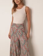 cflo Pantaloni Roșii Largi din Viscoză cu model Retro Zeramara