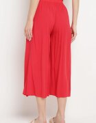 cflo Pantaloni Roșii Palazzo din Viscoză cu Elastic în Talie Decorați cu nasturi cu Craci 3/4 Efilis