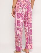cflo Pantaloni roz Palazzo din Viscoză cu Elastic în Talie Lirfea