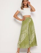 cflo Pantaloni Verzi din viscoză 7/8 largi cu talie înaltă și elastic în talie Risalinse