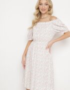 cflo Rochie Albă Midi din Viscoză stil spaniol cu imprimeu floral Oserafia