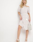 cflo Rochie Albă Midi din Viscoză stil spaniol cu imprimeu floral Oserafia