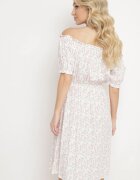 cflo Rochie Albă Midi din Viscoză stil spaniol cu imprimeu floral Oserafia