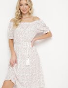 cflo Rochie Albă Midi din Viscoză stil spaniol cu imprimeu floral Oserafia