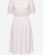 cflo Rochie Albă Midi din Viscoză stil spaniol cu imprimeu floral Oserafia