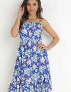 cflo Rochie Albastră cu bretele subțiri din Viscoză cu imprimeu floral Kimball