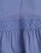 cflo Rochie Albastră din Vâscoză pe Bretele Subțiri cu Reglare Decorată cu Lampas și Broderie Nelrissa