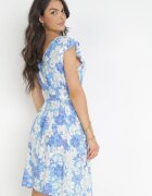 cflo Rochie Albastră din Viscoză cu Imprimeu Floral Fannio