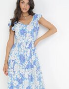 cflo Rochie Albastră din Viscoză cu Imprimeu Floral Fannio