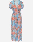 cflo Rochie Albastră Maxi Florală cu elastic în talie Shepes