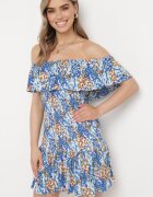 cflo Rochie Albastră Spaniolă Mini din Viscoză Elastică Zamra