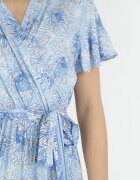 cflo Rochie Albastră tip plic din Viscoză cu elastic în Talie și Model Metalic Hollis
