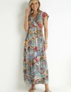 cflo Rochie albastru deschis-roșie Maxi din Viscoză cu elastic în talie Annam