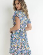cflo Rochie Albastru-Marin petrecută mini cu legătură în talie din viscoză Huette