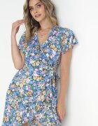 cflo Rochie Albastru-Marin petrecută mini cu legătură în talie din viscoză Huette