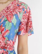 cflo Rochie Albastru-Roz petrecută maxi cu elastic în talie cu imprimeu floral din viscoză Aryna