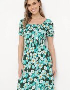 cflo Rochie Albastru-Verde Viscoză Midi Cloș cu Imprimeu Floral Acarana