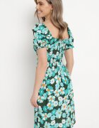 cflo Rochie Albastru-Verde Viscoză Midi Cloș cu Imprimeu Floral Acarana