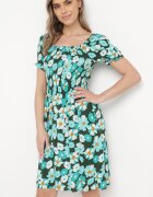 cflo Rochie Albastru-Verde Viscoză Midi Cloș cu Imprimeu Floral Acarana