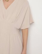 cflo Rochie Bej Deschisă Evazată cu elastic în talie și decolteu în V Iffara