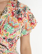 cflo Rochie Bej din Vâscoză cu Model Abstract cu elastic în talie Nilkasa