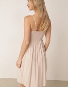 cflo Rochie bej din viscoză cu bretele subțiri cu ajustare decorată cu bandă și broderie Nelrissa