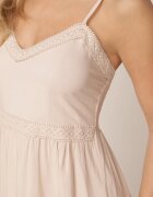 cflo Rochie bej din viscoză cu bretele subțiri cu ajustare decorată cu bandă și broderie Nelrissa
