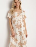 cflo Rochie Bej închis din Viscoză cu Imprimeu Floral Emitine