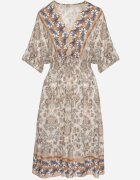 cflo Rochie bej-închisă din Vâscoză cu model ornamental cu bandă elastică lată în talie Tanissla