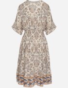 cflo Rochie bej-închisă din Vâscoză cu model ornamental cu bandă elastică lată în talie Tanissla