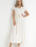 cflo Rochie Bej Maxi Legată în Talie cu Elastic în Talie Vynyndu
