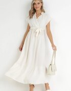 cflo Rochie Bej Maxi Legată în Talie cu Elastic în Talie Vynyndu