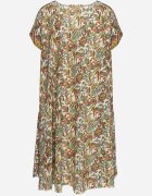 cflo Rochie Bej-Verde din viscoză Evazată cu model Paisley Mastis