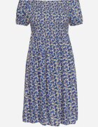 cflo Rochie Bleu-marin Vâscoză Stil Spaniol cu Elastic în Talie Valdina