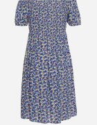 cflo Rochie Bleu-marin Vâscoză Stil Spaniol cu Elastic în Talie Valdina