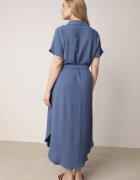 cflo Rochie Bleumarin din Viscoză cu croi lejer tip cămașă cu cordon în talie Rionella