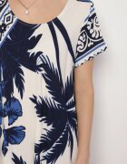 cflo Rochie Bleumarin din Viscoză cu Croială Cloș cu Imprimeu Floral Miratiela