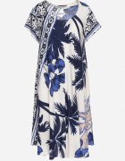 cflo Rochie Bleumarin din Viscoză cu Croială Cloș cu Imprimeu Floral Miratiela