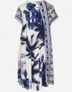 cflo Rochie Bleumarin din Viscoză cu Croială Cloș cu Imprimeu Floral Miratiela