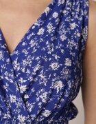 cflo Rochie Bleumarin din Viscoză cu Elastic Încrețit în Talie și Decolteu Petrecut Nivih