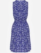 cflo Rochie Bleumarin din Viscoză cu Elastic Încrețit în Talie și Decolteu Petrecut Nivih