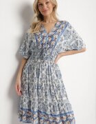 cflo Rochie bleumarin din Viscoză cu model Ornamental cu elastic lat în Talie Tanissla