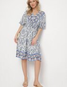 cflo Rochie bleumarin din Viscoză cu model Ornamental cu elastic lat în Talie Tanissla